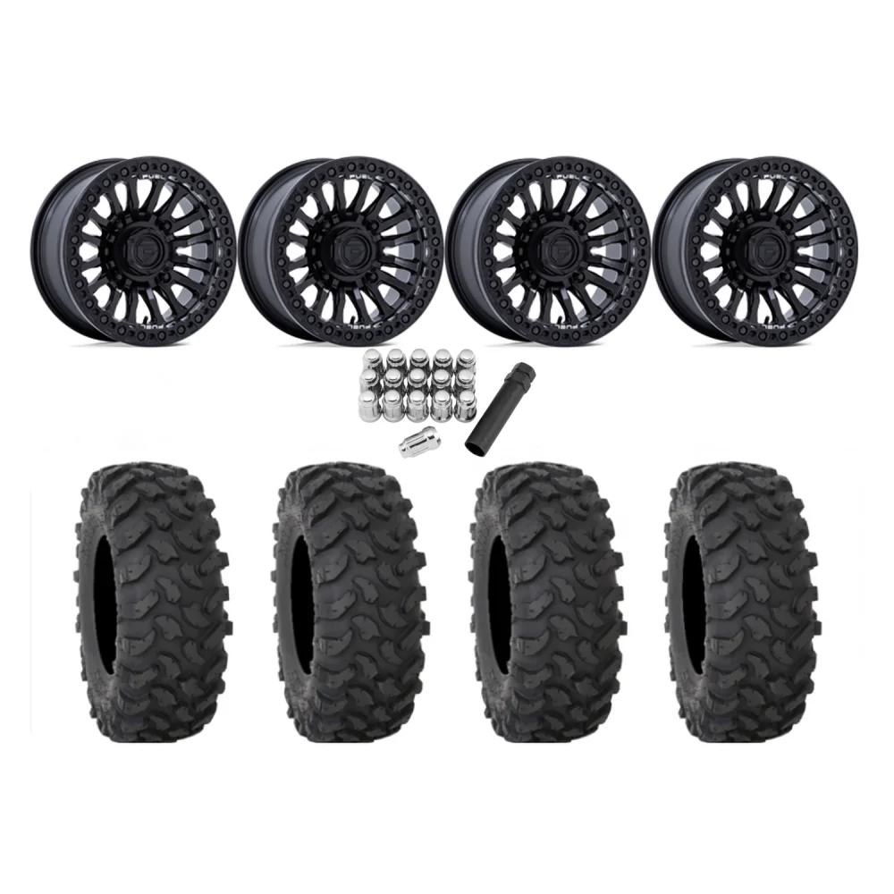 System 3 XTR370 30x10-15 Tires on Fuel Rincon Blackout Beadlock Wheels, complete kit