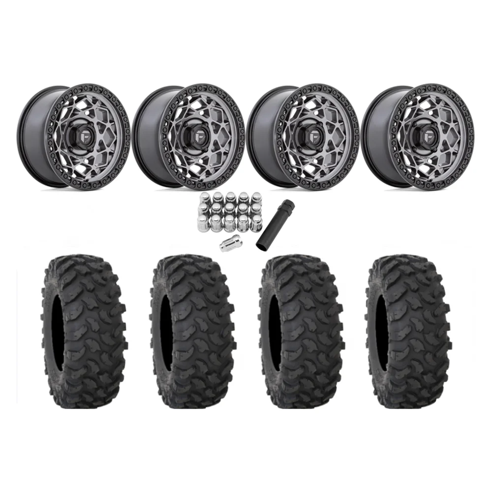 System 3 XTR370 30x10-15 Tires on Fuel Unit Matte Anthracite Wheels, complete kit