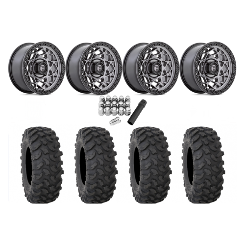 System 3 XTR370 32x10-15 Tires on Fuel Unit Matte Anthracite Wheels