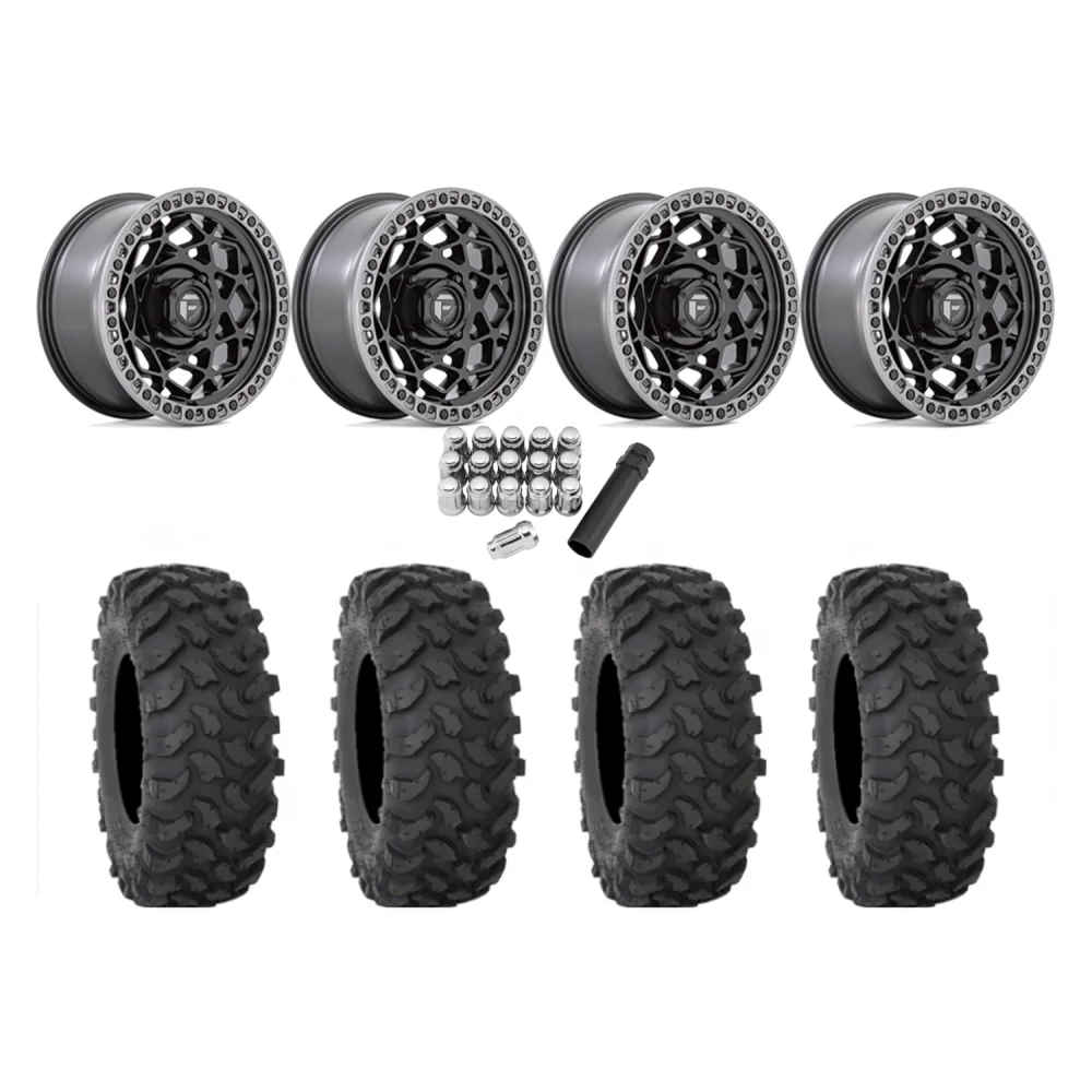 System 3 XTR370 35x10-15 Tires on Fuel Unit Matte Black Wheels, complete kit