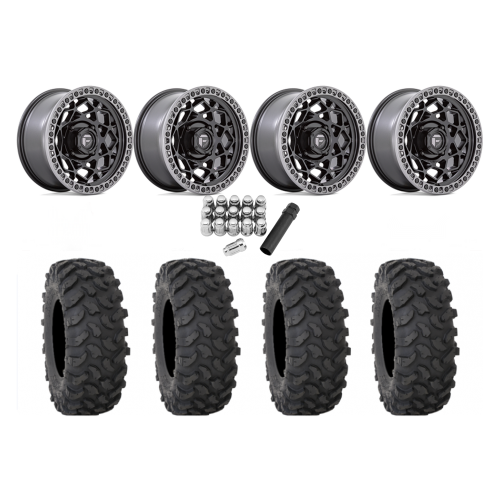 System 3 XTR370 32x10-15 Tires on Fuel Unit Matte Black Wheels