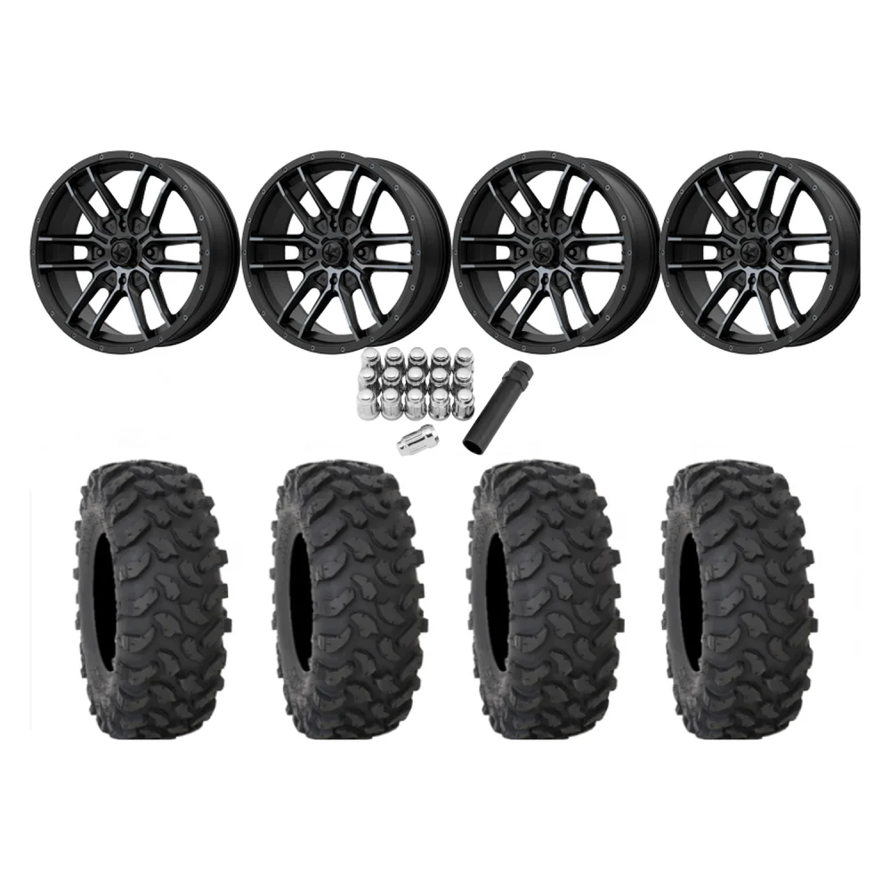 System 3 XTR370 30x10-15 Tires on MSA M43 Fang Titanium Tint Wheels, complete kit
