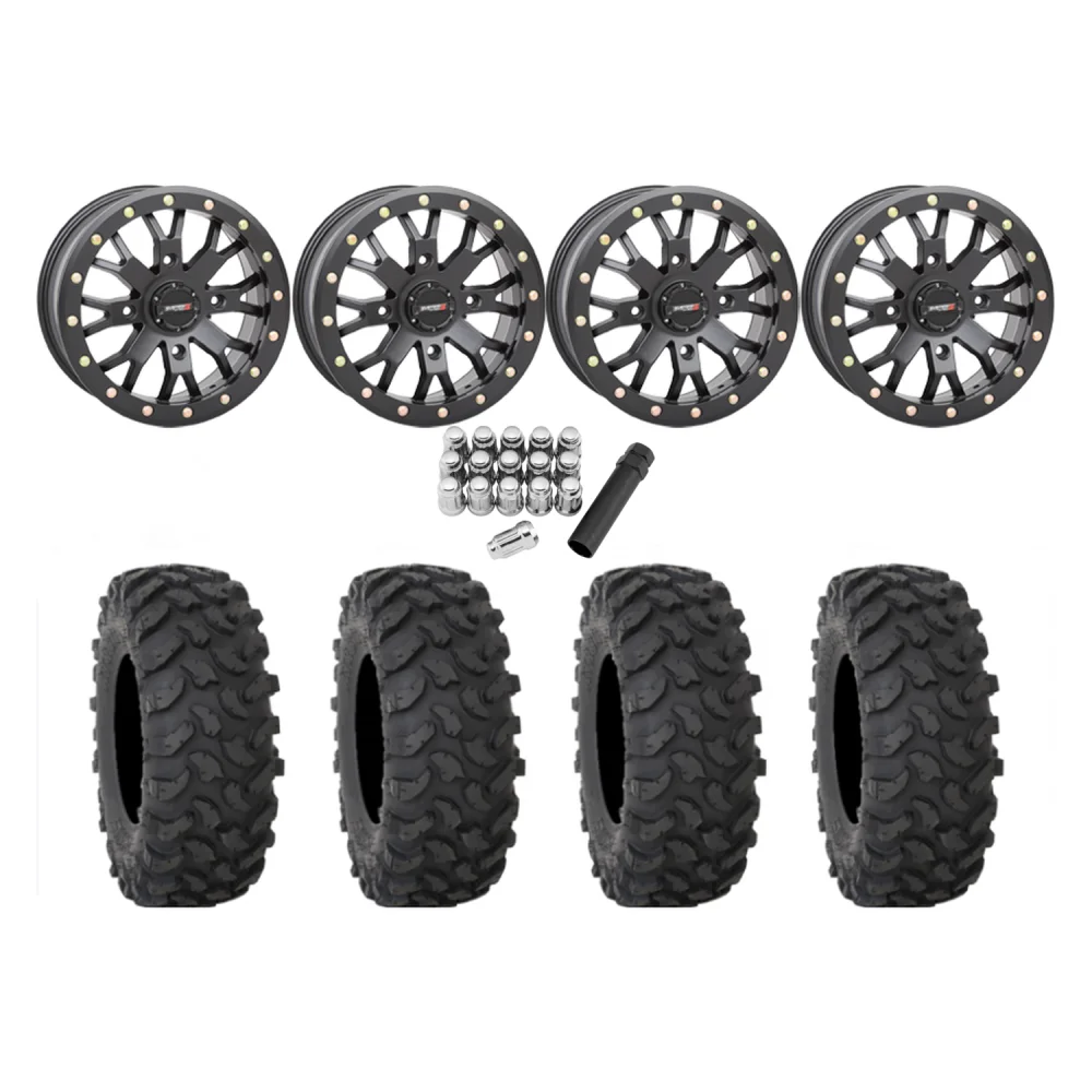 System 3 XTR370 37x10-15 Tires on SB-4 (15x10) Matte Black Beadlock Wheels, complete kit