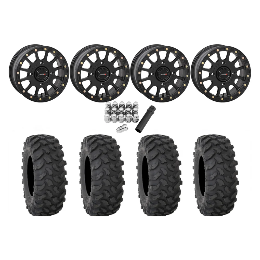 System 3 XTR370 33x10-15 Tires on SB-5 Matte Black Beadlock Wheels, complete kit