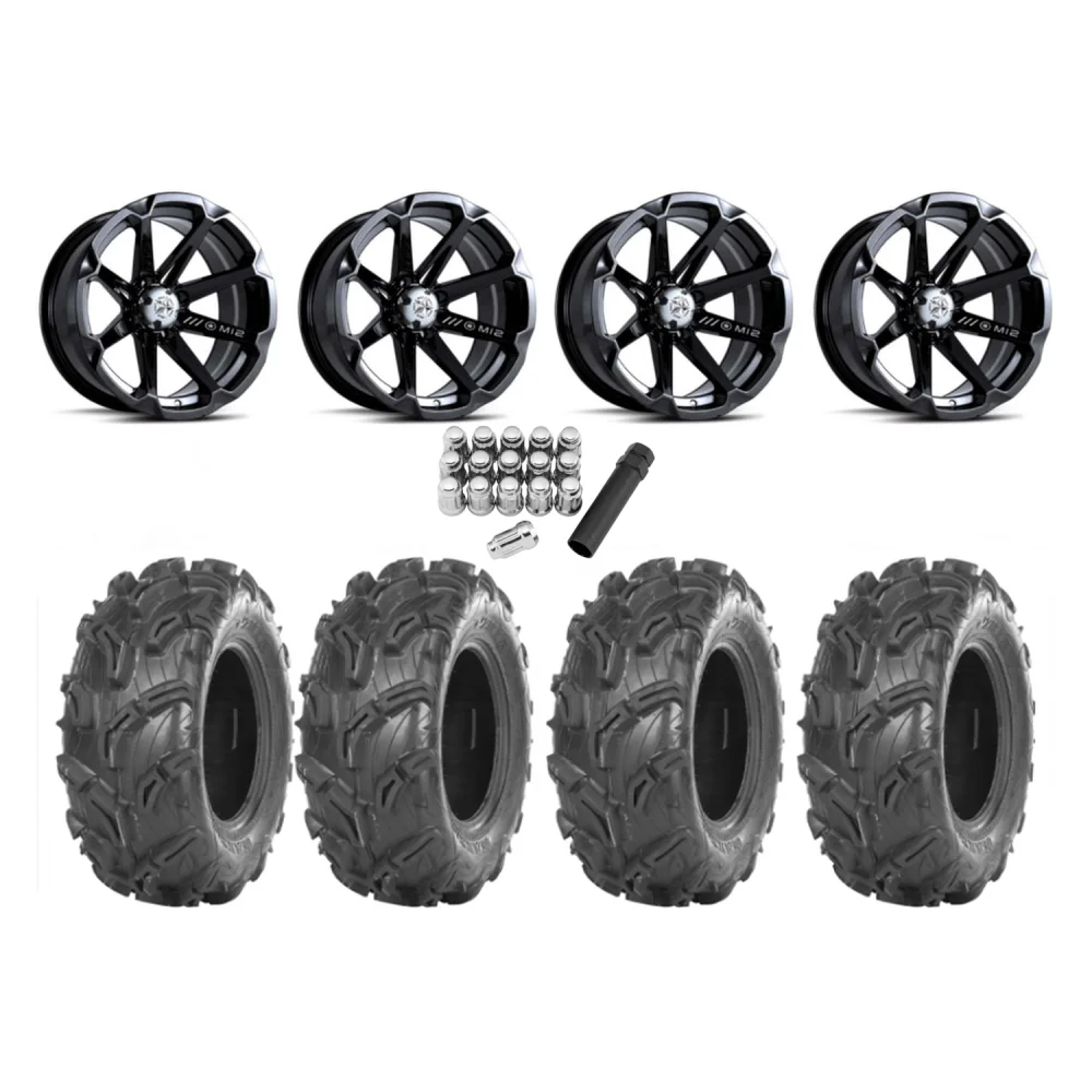 Maxxis Zilla 28x9-14 Tires on MSA M12 Diesel Wheels, complete kit