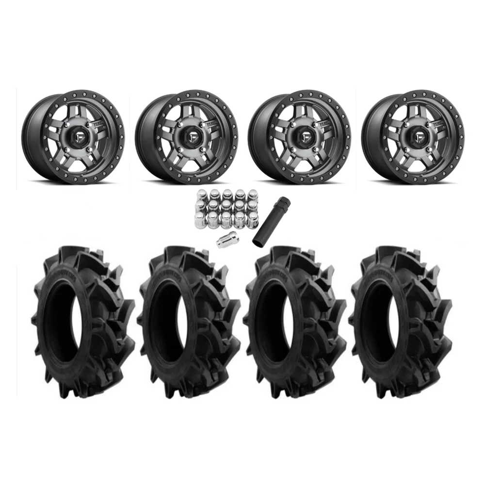 EFX Motohavok 28x8.5-14 Tires on Fuel Anza D558 Wheels, complete kit