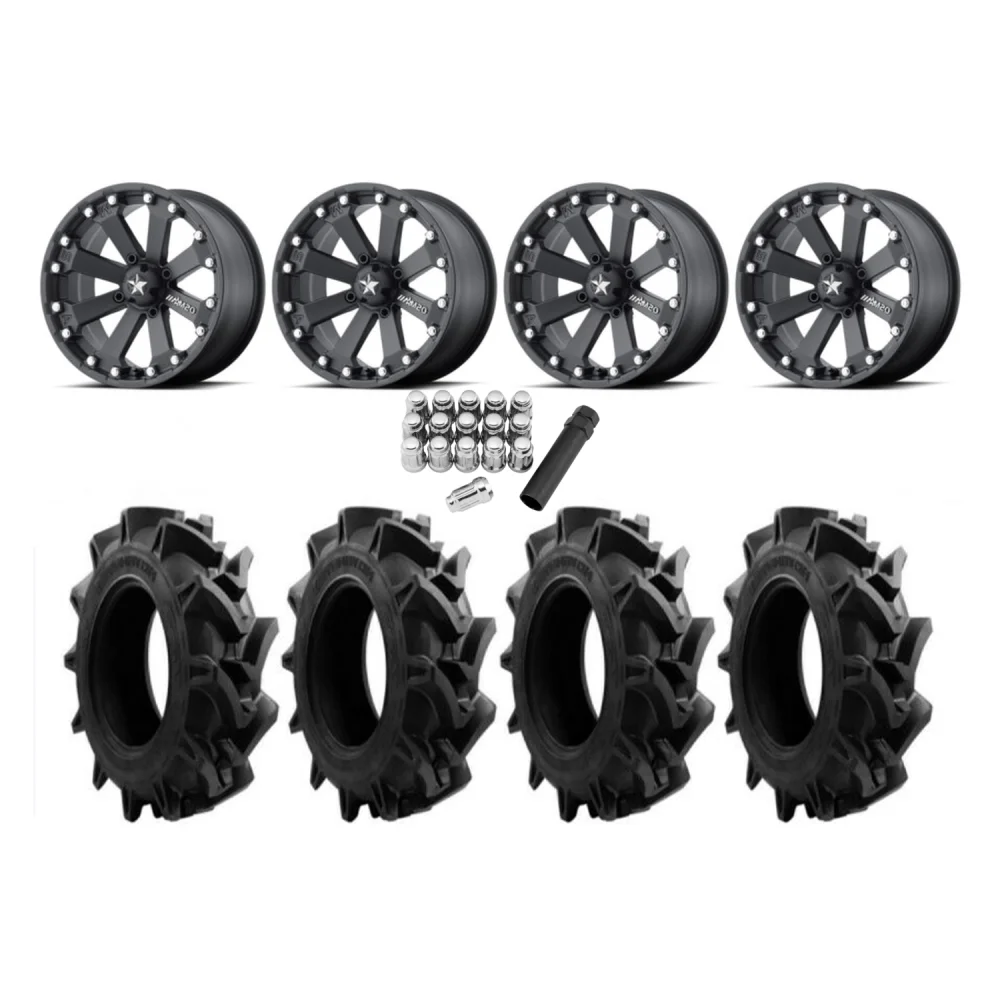EFX Motohavok 31x8.5-14 Tires on MSA M20 Kore Wheels, complete kit
