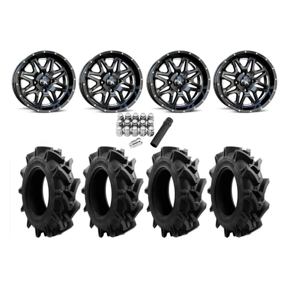 EFX Motohavok 30x8.5-16 Tires on MSA M26 Vibe Wheels, complete kit