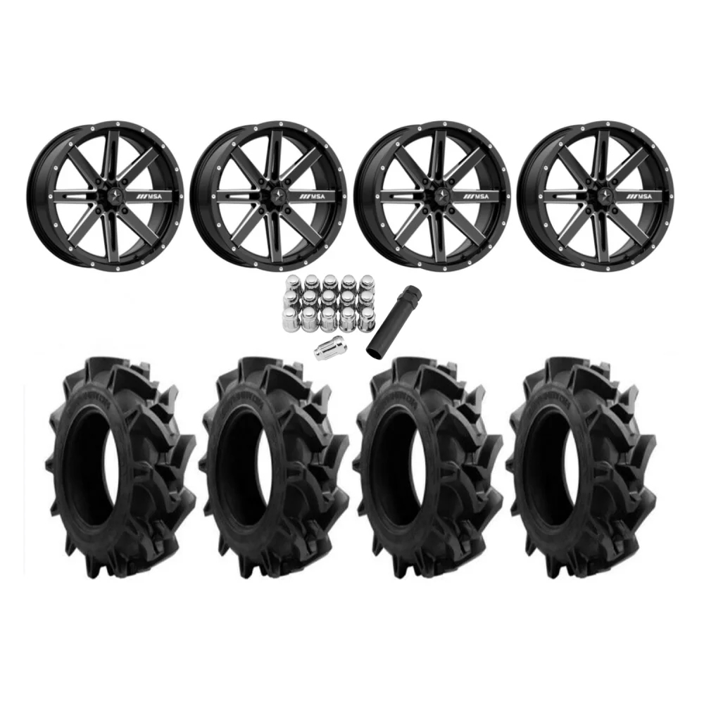 EFX Motohavok 30x8.5-16 Tires on MSA M41 Boxer Wheels, complete kit