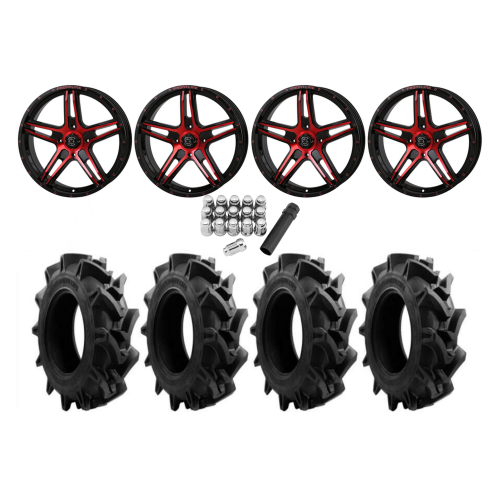 EFX Motohavok 35x8.5-22 Tires on Frontline 505 Red Tint Wheels