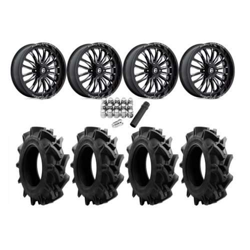 EFX Motohavok 33x8.5-20 Tires on Fuel Arc Gloss Black Milled Wheels