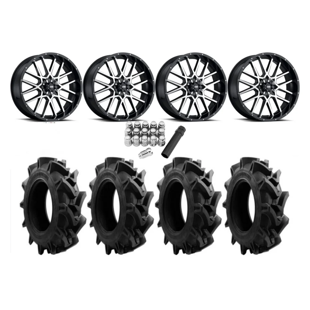 EFX Motohavok 33x8.5-20 Tires on ITP Hurricane Machined Wheels, complete kit