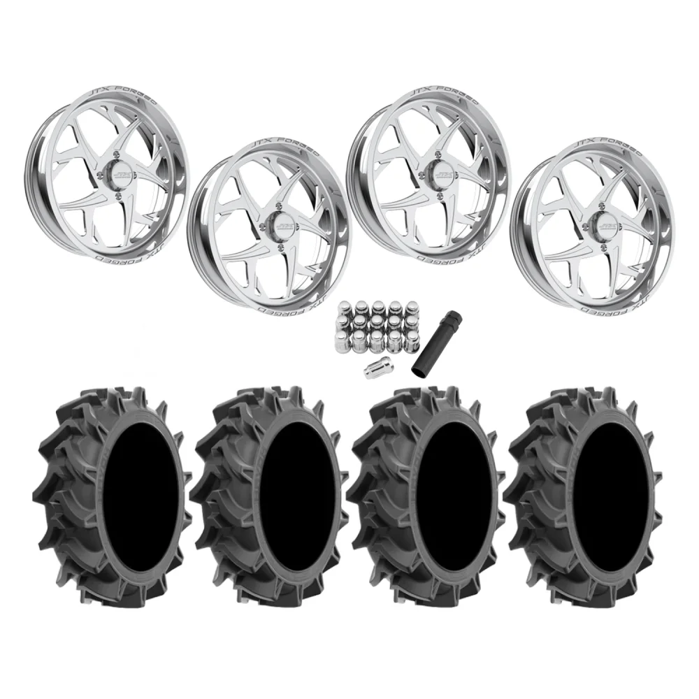 EFX Motohavok 35x8.5-22 Tires on JTX Forged Bio Polished Wheels, complete kit