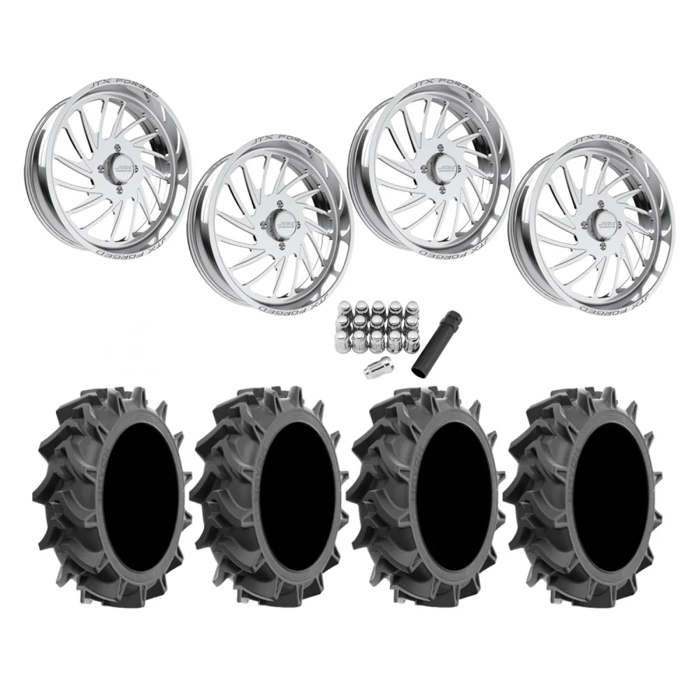 EFX Motohavok 35x8.5-22 Tires on JTX Forged Centerfire Polished Wheels, complete kit