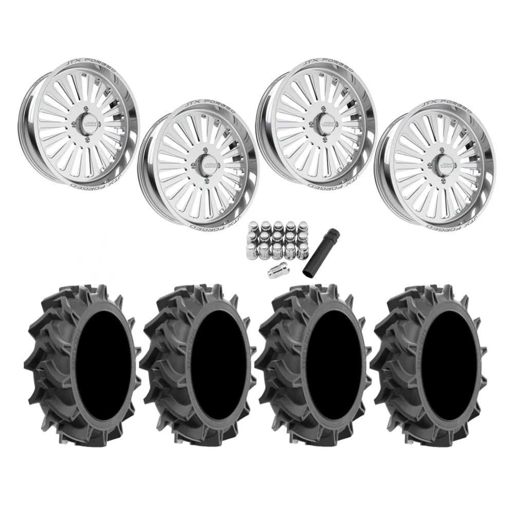 EFX Motohavok 35x8.5-22 Tires on JTX Forged Cosmo Polished Wheels, complete kit