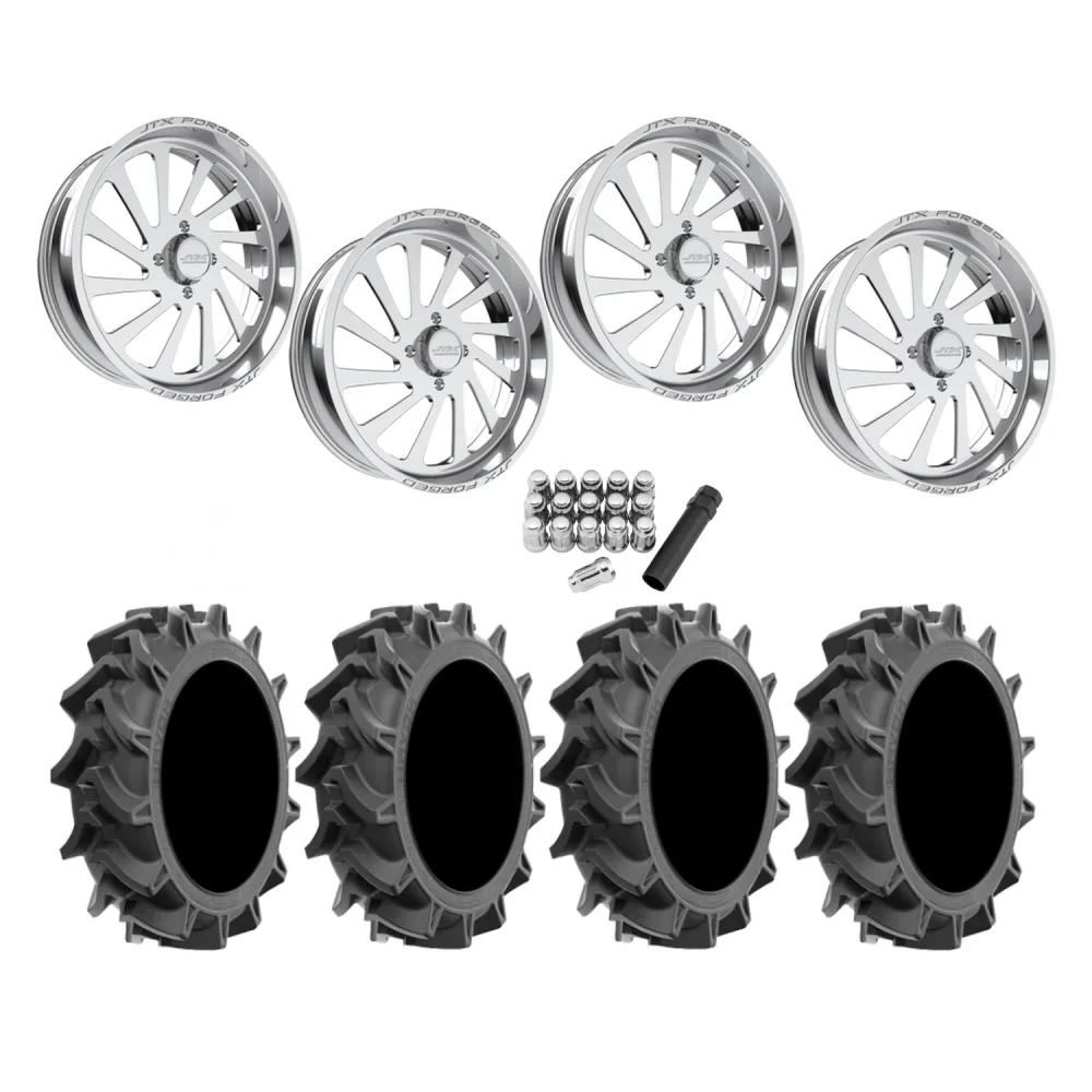 EFX Motohavok 37x9.5-22 Tires on JTX Forged Cycle Polished Wheels, complete kit