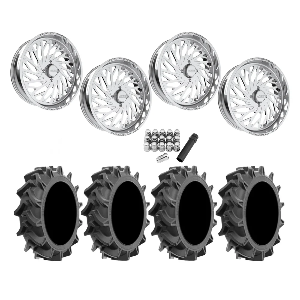 EFX Motohavok 37x8.5-24 Tires on JTX Forged Empire Polished Wheels, complete kit