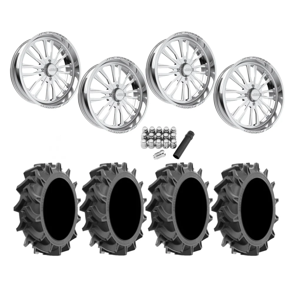 EFX Motohavok 35x8.5-22 Tires on JTX Forged Enclave Polished Wheels, complete kit