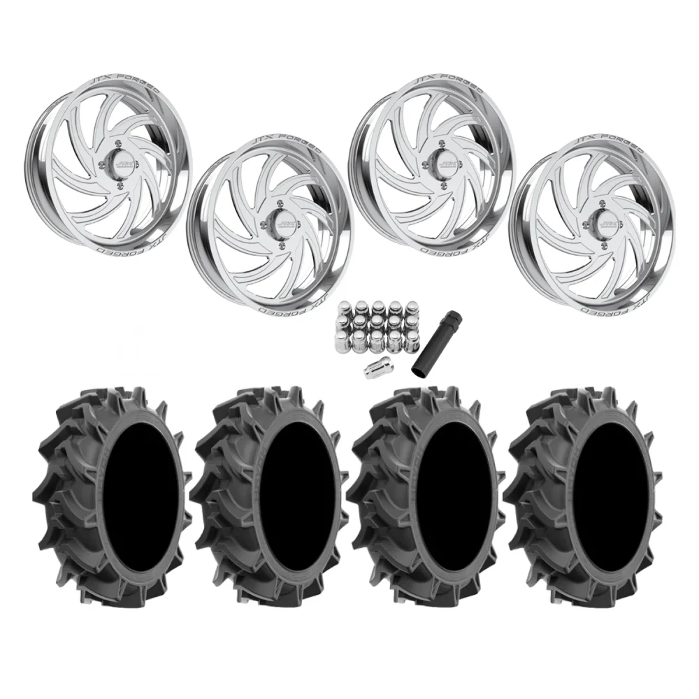 EFX Motohavok 37x8.5-24 Tires on JTX Forged Orbit Polished Wheels, complete kit