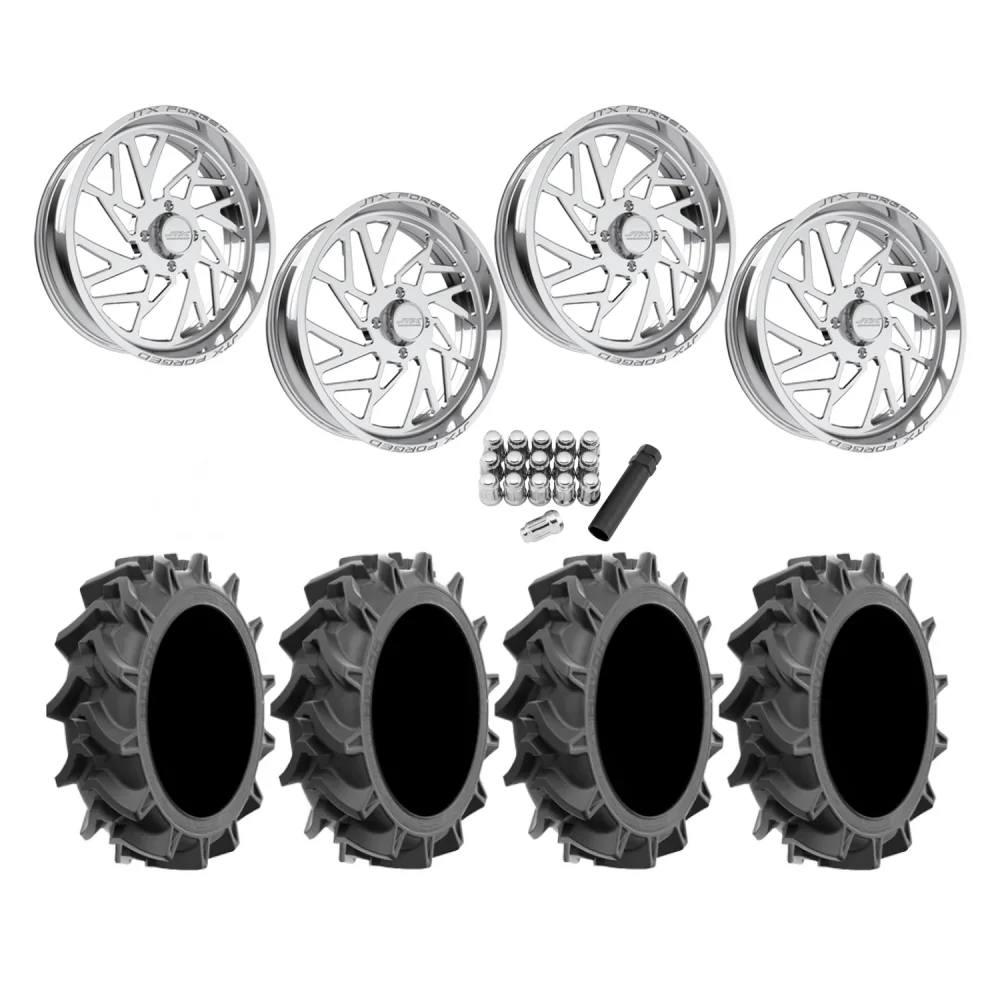 EFX Motohavok 37x8.5-24 Tires on JTX Forged Ruckus Polished Wheels, complete kit