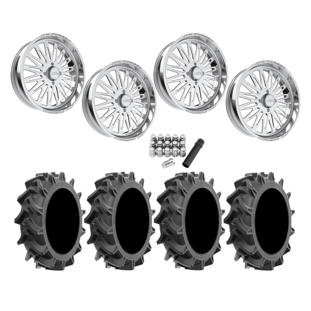 EFX Motohavok 40x9.5-24 Tires on JTX Forged Schizo Polished Wheels, complete kit