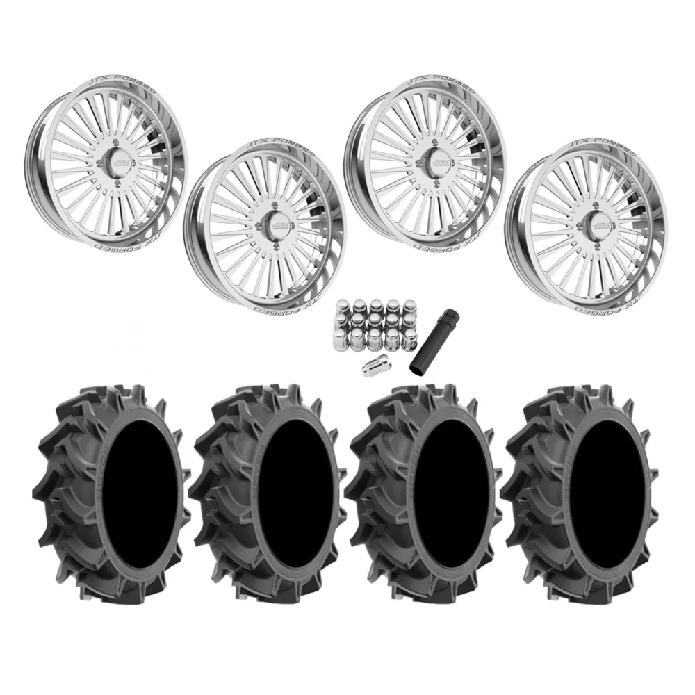 EFX Motohavok 45x10-24 Tires on JTX Forged Stiletto Polished Wheels, complete kit