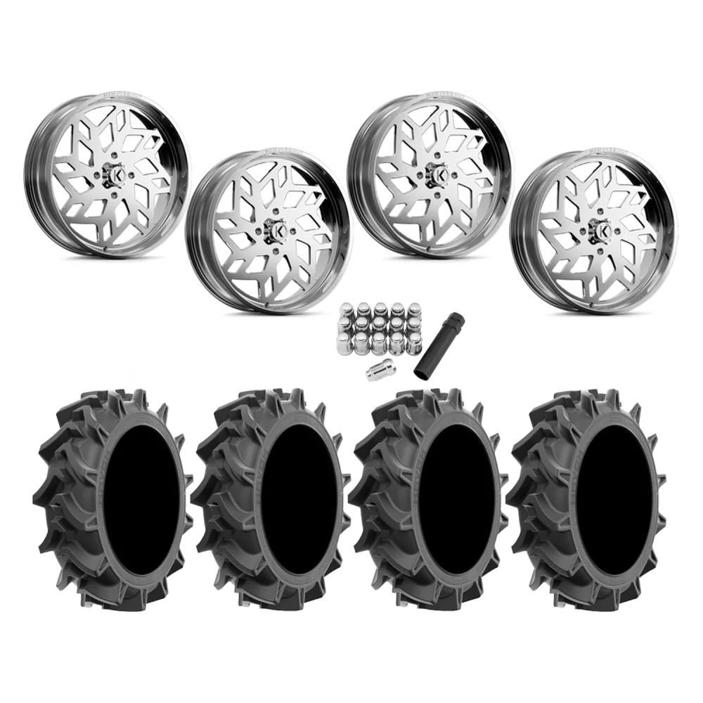 EFX Motohavok 42x8.5-24 Tires on KG1 Forged KU021 Kreator Polished Wheels, complete kit