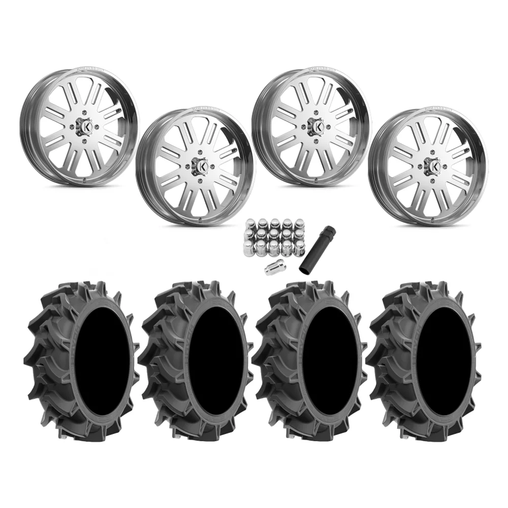 EFX Motohavok 35x8.5-22 Tires on KG1 Forged KU034 H8ter Polished Wheels, complete kit