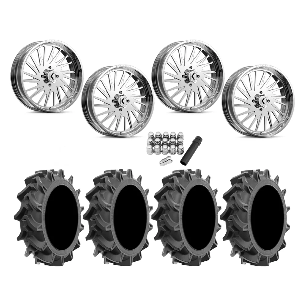 EFX Motohavok 37x8.5-24 Tires on KG1 Forged KU038 Javelin Polished Wheels, complete kit