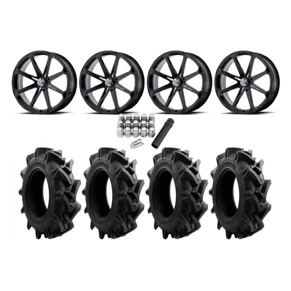 EFX Motohavok 37x9.5-22 Tires on MSA M12 Diesel Wheels, complete kit
