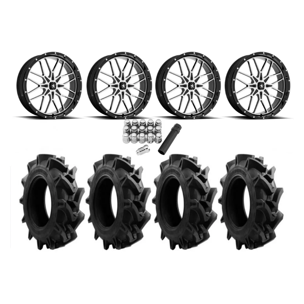 EFX Motohavok 37x8.5-24 Tires on MSA M45 Portal Machined Wheels, complete kit