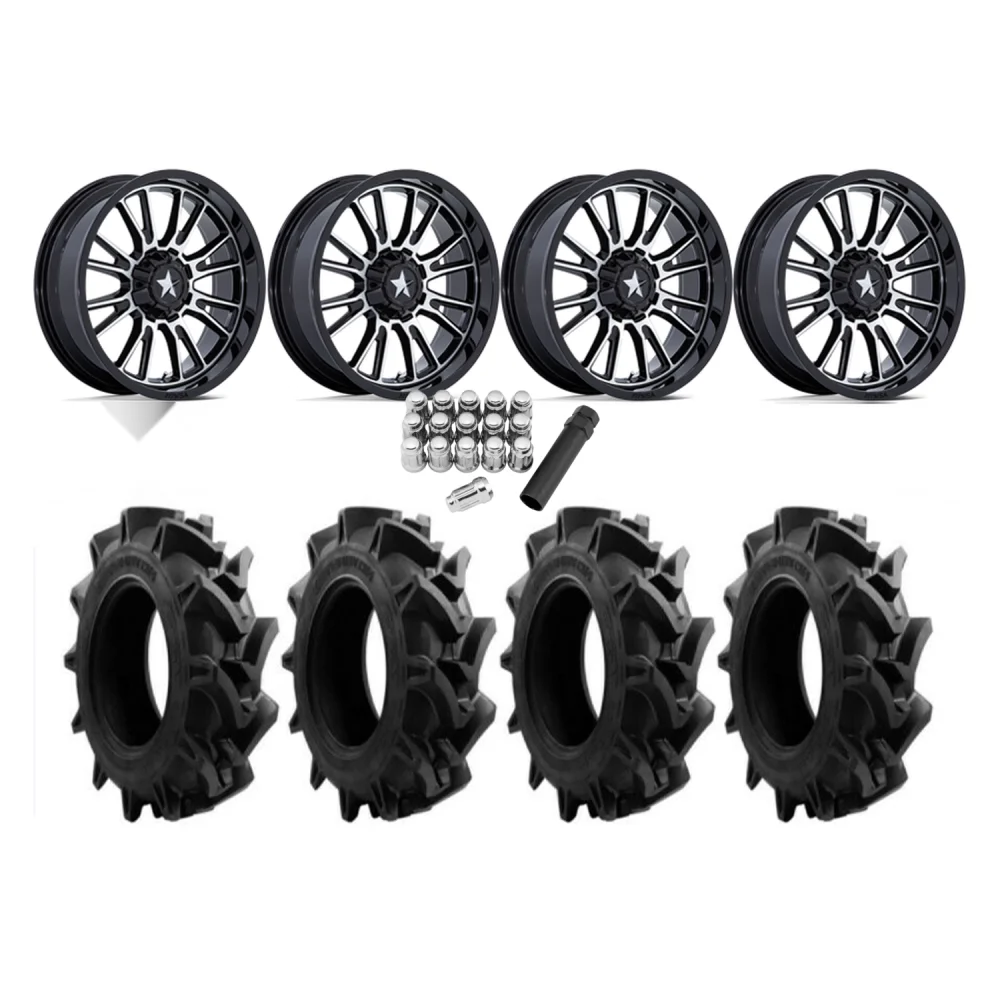 EFX Motohavok 45x10-24 Tires on MSA M51 Thunderlips Machined Wheels, complete kit
