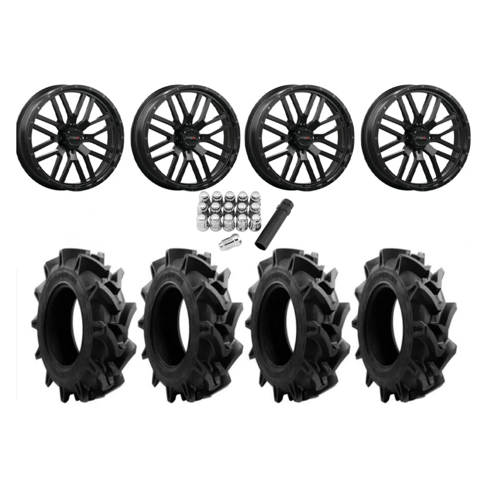 EFX Motohavok 42x8.5-24 Tires on ST-3 Matte Black Wheels, complete kit