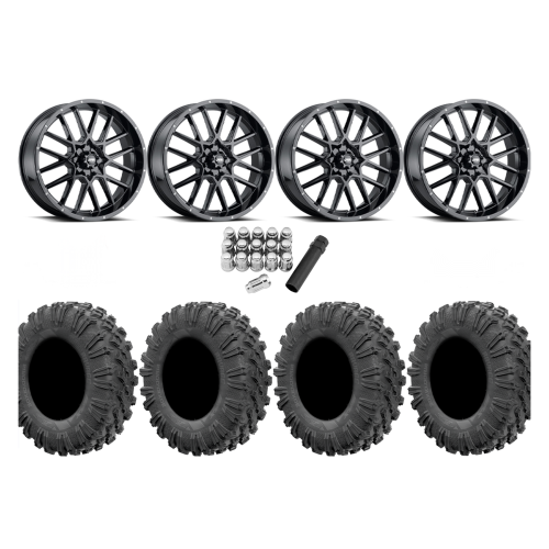 EFX Motoravage 35x10-20 Tires on ITP Hurricane Gloss Black Wheels