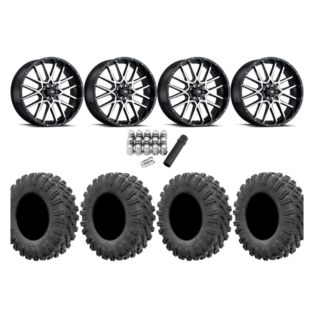 EFX Motoravage 32x10-18 Tires on ITP Hurricane Machined Wheels, complete kit