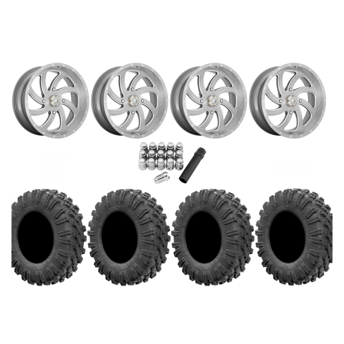 EFX Motoravage 32x10-18 Tires on MSA M36 Switch Brushed Titanium Wheels