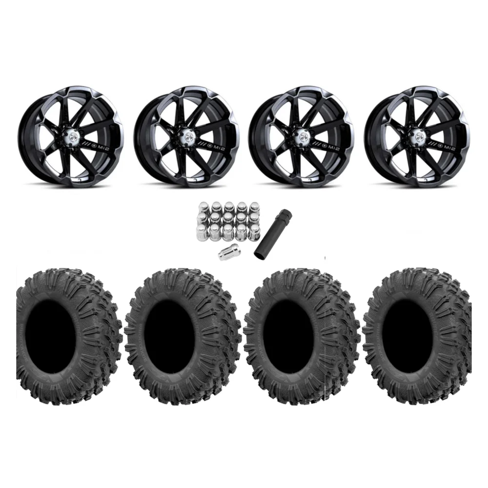 EFX Motoravage 32x10-14 Tires on MSA M12 Diesel Wheels, complete kit