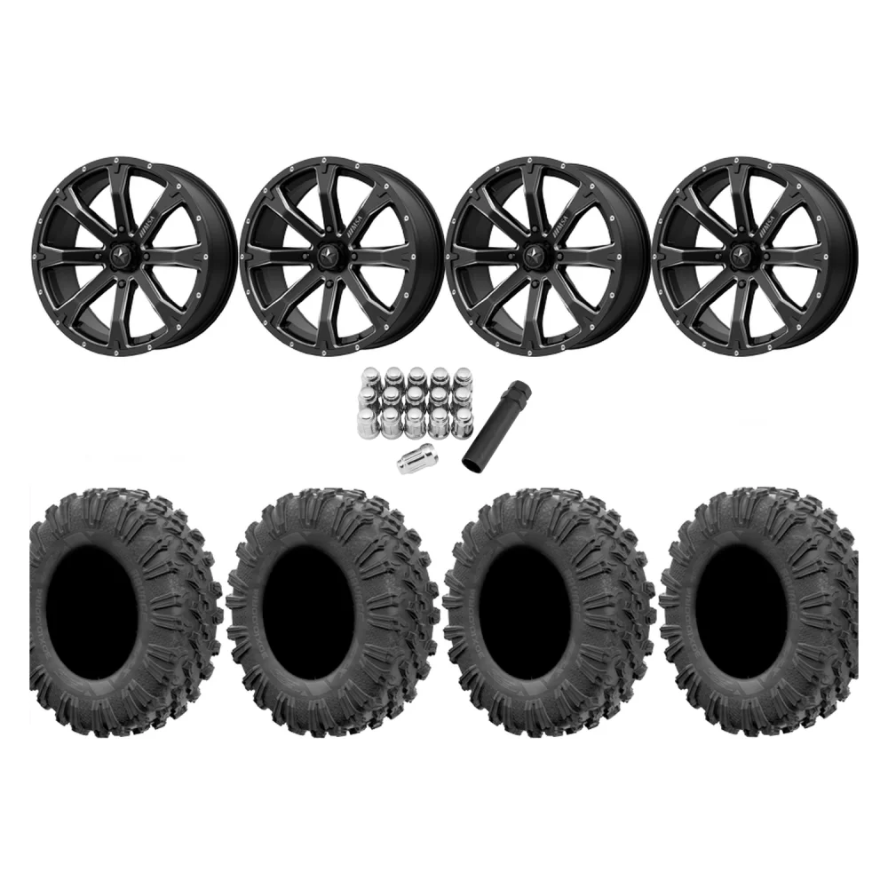 EFX Motoravage 27x10-14 Tires on MSA M42 Bounty Wheels, complete kit