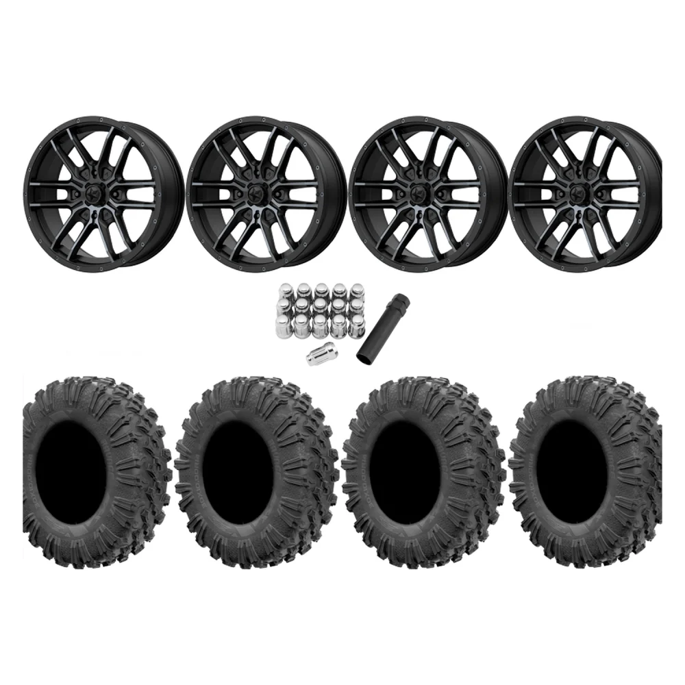 EFX Motoravage 30x10-16 Tires on MSA M43 Fang Wheels, complete kit