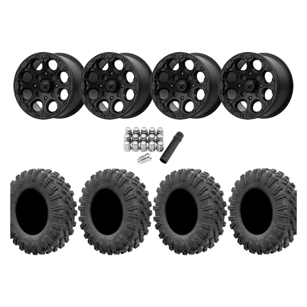 EFX Motoravage 32x10-14 Tires on MSA M44 Cannon Beadlock Wheels, complete kit