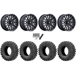 EFX MotoRavage 30x10-15 (8ply) Radial Tires on MSA M49 Creed Matte Black & Machined Wheels