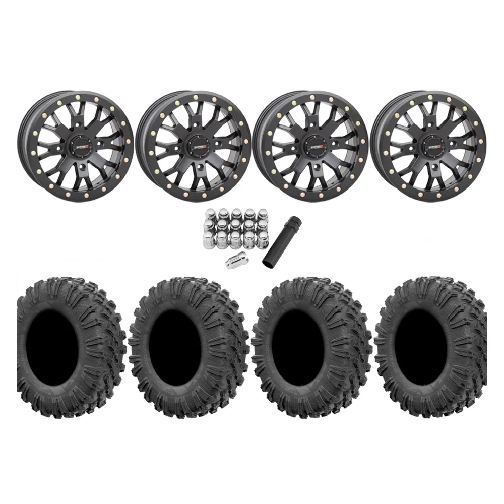 EFX Motoravage 32x10-14 Tires on ST-3 Matte Black Wheels, complete kit