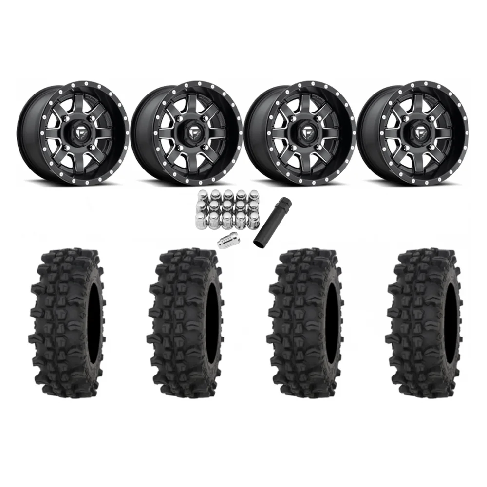 Frontline ACP 28x10-14 Tires on Fuel Maverick Wheels, complete kit