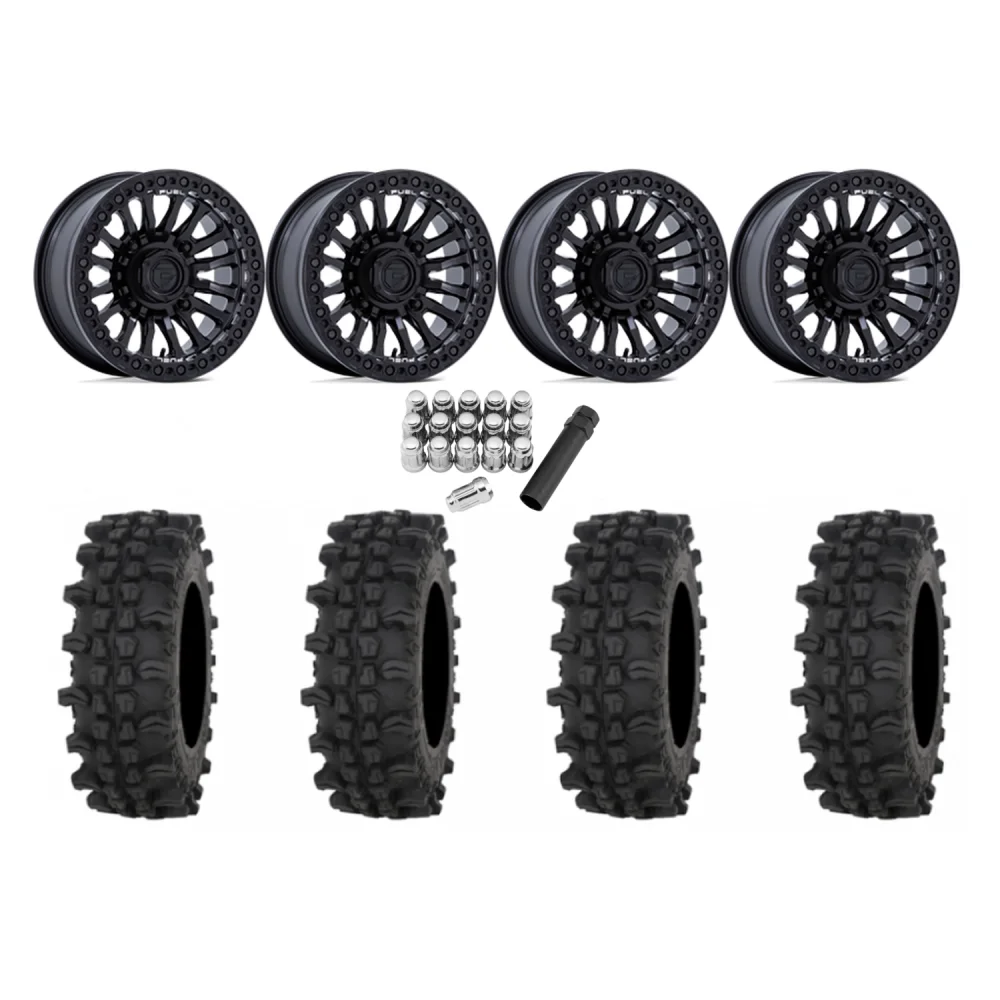 Frontline ACP 32x10-15 Tires on Fuel Rincon Blackout Beadlock Wheels, complete kit