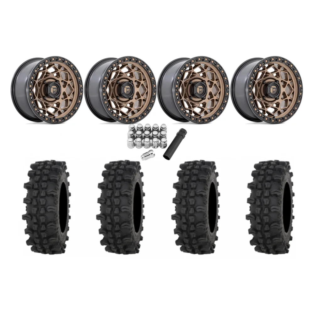 Frontline ACP 32x10-15 Tires on Fuel Unit Matte Bronze Wheels, complete kit