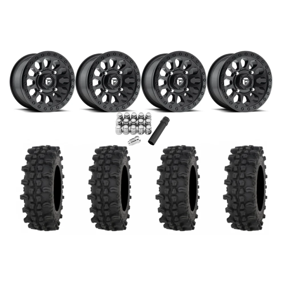 Frontline ACP 30x10-14 Tires on Fuel Vector Matte Black Wheels, complete kit