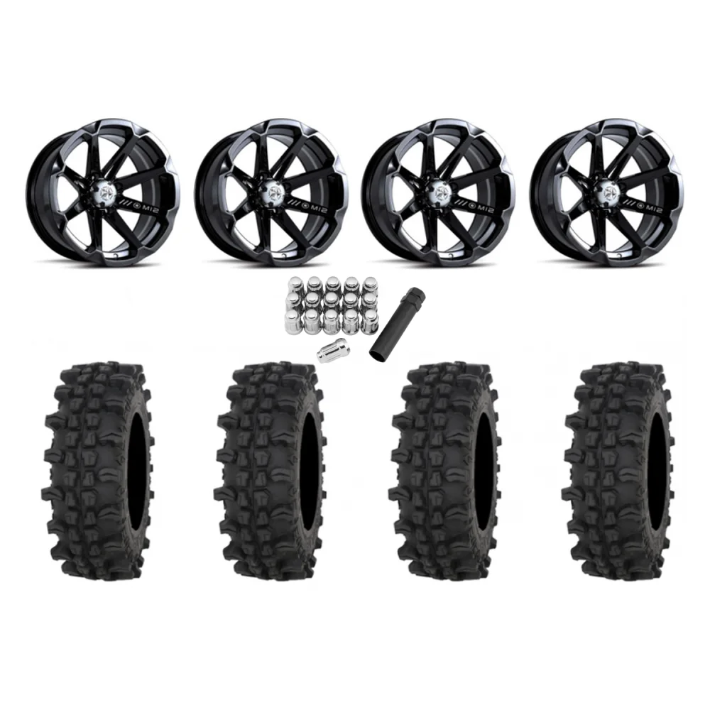 Frontline ACP 32x10-15 Tires on MSA M12 Diesel Wheels, complete kit
