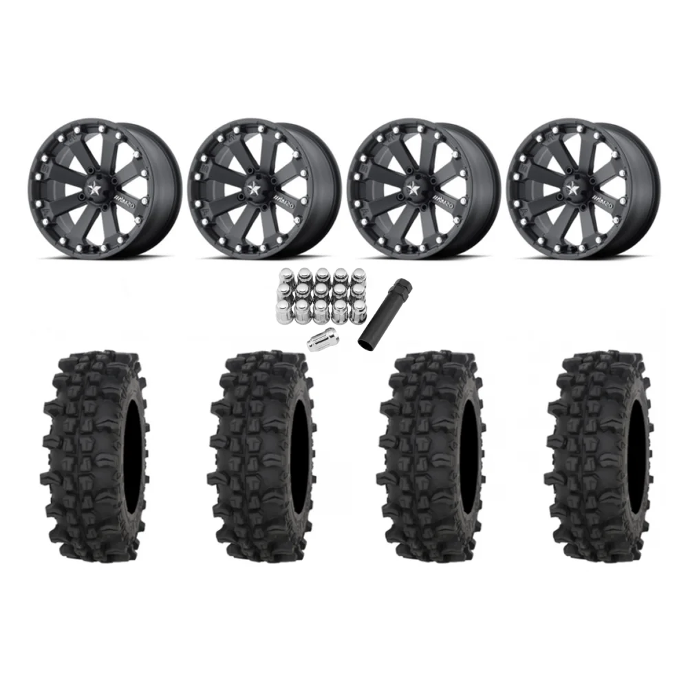 Frontline ACP 28x10-14 Tires on MSA M20 Kore Wheels, complete kit