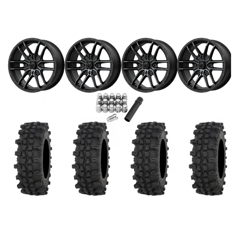 Frontline ACP 28x10-14 Tires on MSA M43 Fang Wheels, complete kit