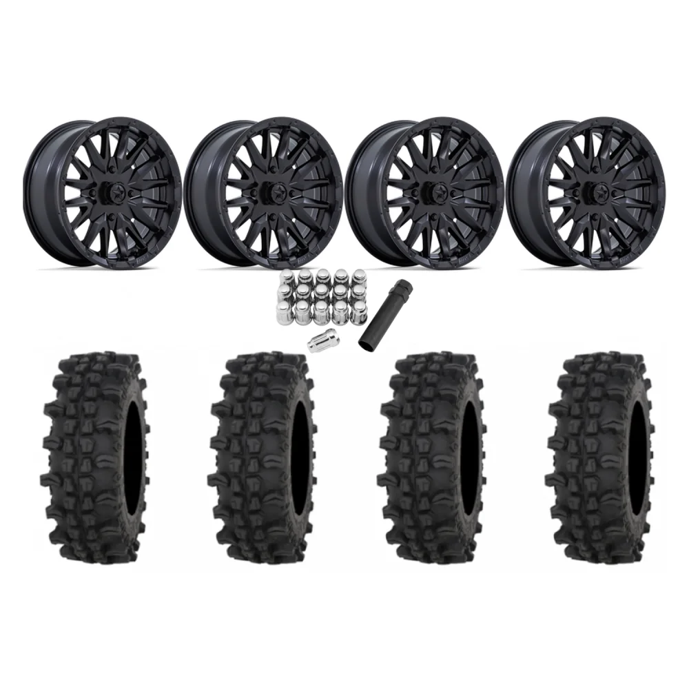 Frontline ACP 30x10-14 Tires on MSA M49 Creed Matte Black Wheels, complete kit
